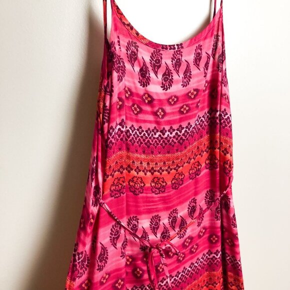 Vintage 90s No Boundaries Pink Tie Waist Colorful Aztec Printed Maxi Dress small - Picture 7 of 9